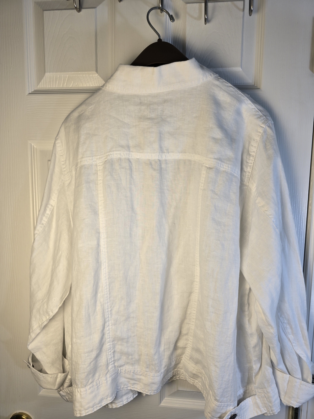 Linen White Lightweight Button-Front Crisp Coastal Jacket - Picture 3 of 10